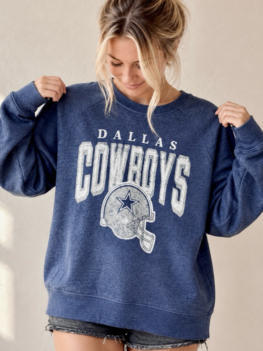 Dallas Cowboys Blue Sweatshirt Oversized Crewneck Size Large